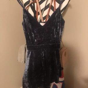 Blue velvet romper